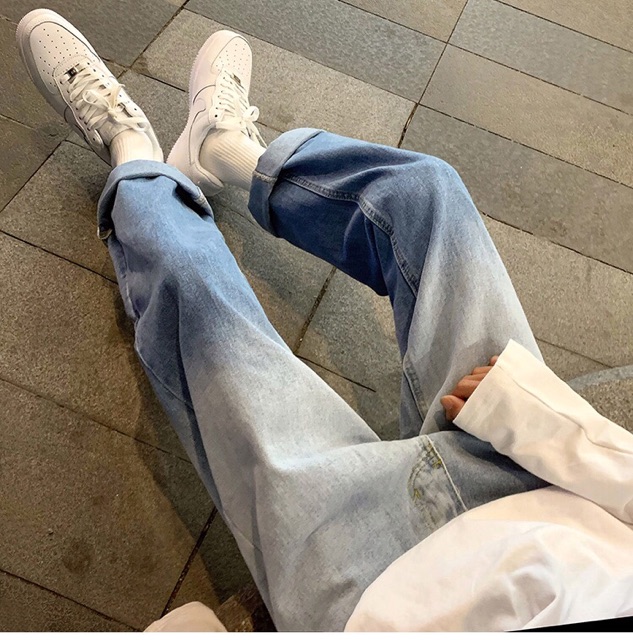 [PHỐI MÀU ĐỈNH CAO-CÓ BIG SIZE] Quần bò jeans ống rộng Ombre xanh dương và đen xám Ulzzang unisex siêu đẹp - siêu chất