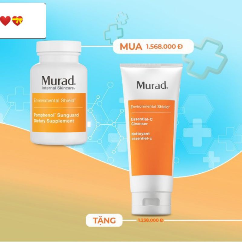 [MUA 1 TẶNG 1] Viên Uống Chống Nắng Nội Sinh Murad Pomphenol Sunguard Dietary Supplement murad.