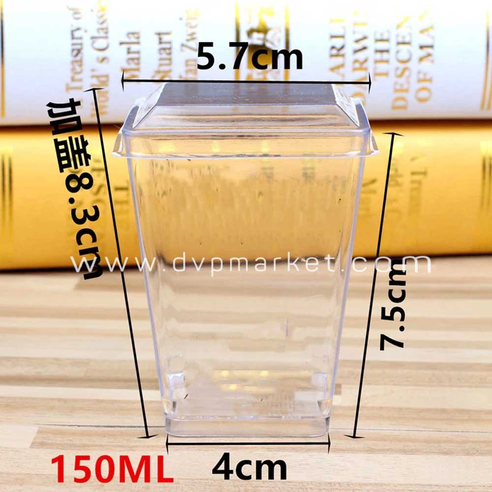 Ly nhựa bánh mousse hình vuông 5,7 x 7,5cm BN24 (25 cái kèm nắp)