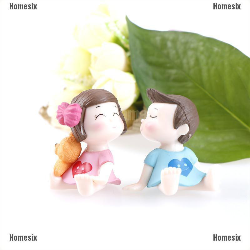 [HoMSI] Lovers Couple Figurines Miniatures Fairy Garden Moss Terrariums Resin Crafts Decoration SUU