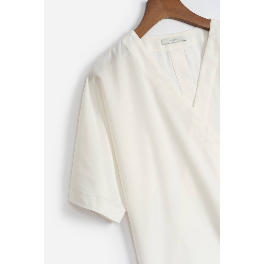 Áo sơ mi ngắn tay nữ MADELEN màu trắng basic dáng kimono