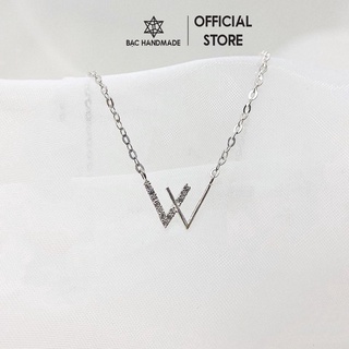 Dây chuyền Bạc Handmade.Vòng cổ nữ chữ W lấp lánh bạc nguyên chất-Bạc Handmade