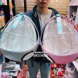 Balo bọ dừa trong suốt cho chó mèo hàng cao cấp ( Kèm Thảm Lót)