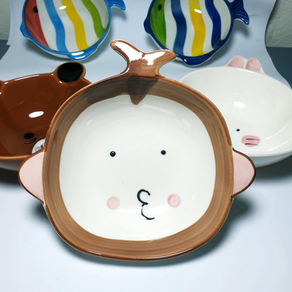 Bát Ăn Dặm Cho Bé Gốm Sứ Kiểu Nhật Cute Hình Khỉ Ngộ Nghĩnh Cho Bé