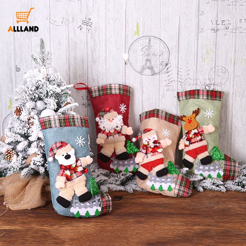 Vớ Treo Hình Gấu / Tuần Lộc / Cây Thông Giáng Sinh Dễ Thương Trang Trí Nhà Cửa / Tiệc Giáng Sinh DIY