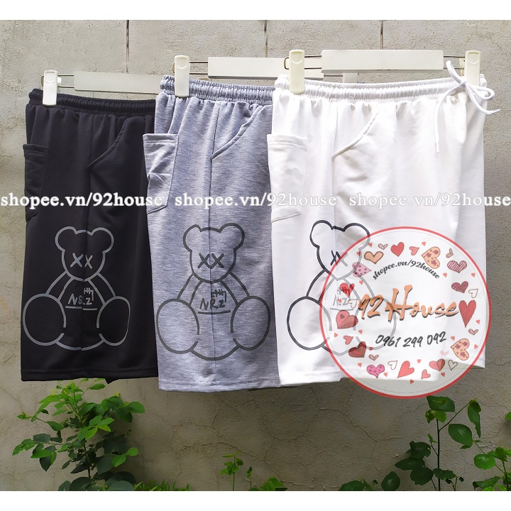 Quần short đùi in gấu ulzzang unisex nam nữ đều mặc được