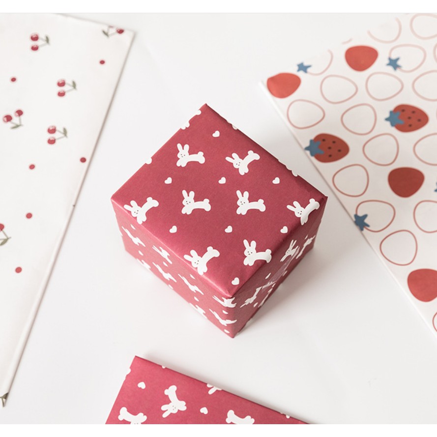 Giấy gói quà bộ 3 tấm hoạ tiết dễ thương Rosy posy size 70x50cm | BDG003
