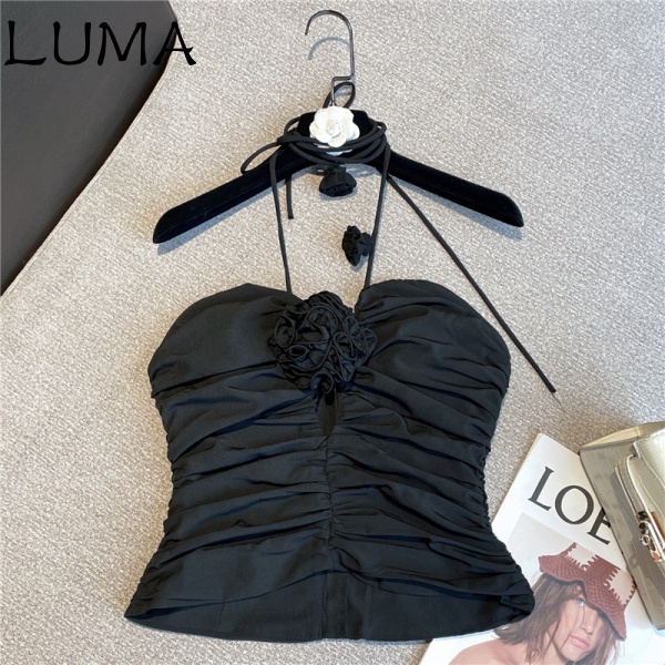 Girl's vest pleated close-fitting hot girl tube top summer new Korean style 2022 new design sense close-fitting Suspender top fashionable inner match