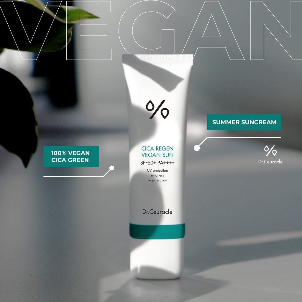 MUA 1 TẶNG 1| Kem Chống Nắng Thuần Chay Cica Regan Vegan Sun Rau Má SPF50+ PA++++ Dr.Ceuracle 50ml