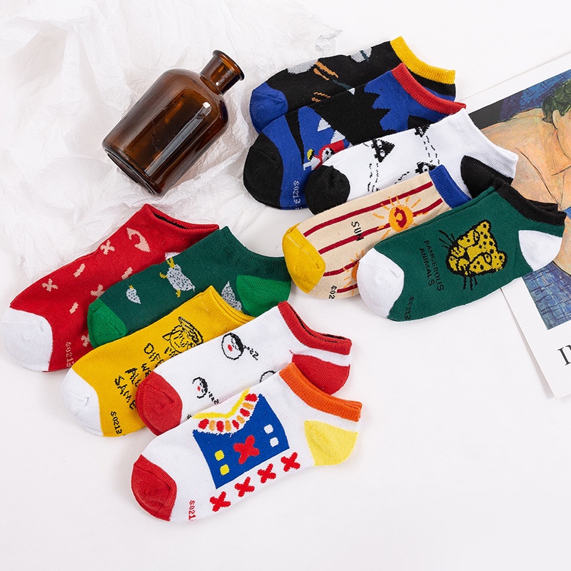 Vớ Thuyền Cổ Thấp In Họa Tiết Hoạt Hình Phong Cách Harajuku Thời Trang Hè Thu Cho Nữ