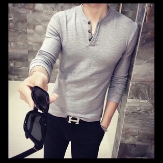 Áo thun nam dài tay cổ V trụ thời trang - cá tính - 4 màu XÁM, TRẮNG ĐEN, XÁM CHÌ (xám chuột)