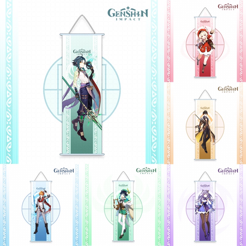 Tranh treo tường trang trí nội thất hình nhân vật game Genshin Impact nhiều màu sắc