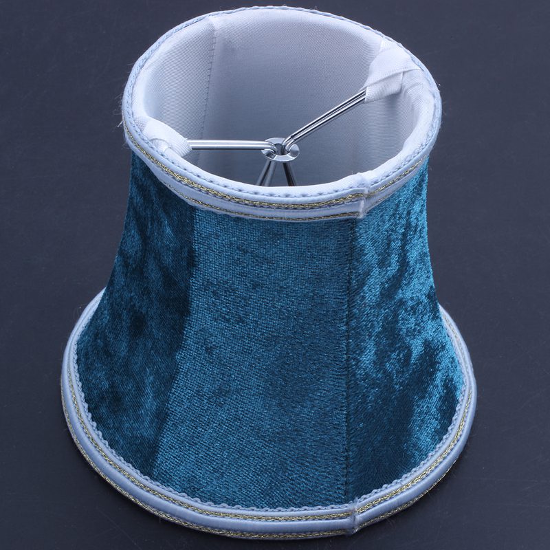 Chụp Đèn Pha Lê E14 Dạng Kẹp Bằng Vải Nỉ Màu Xanh Dương Phong Cách Châu Âu Hiện Đại