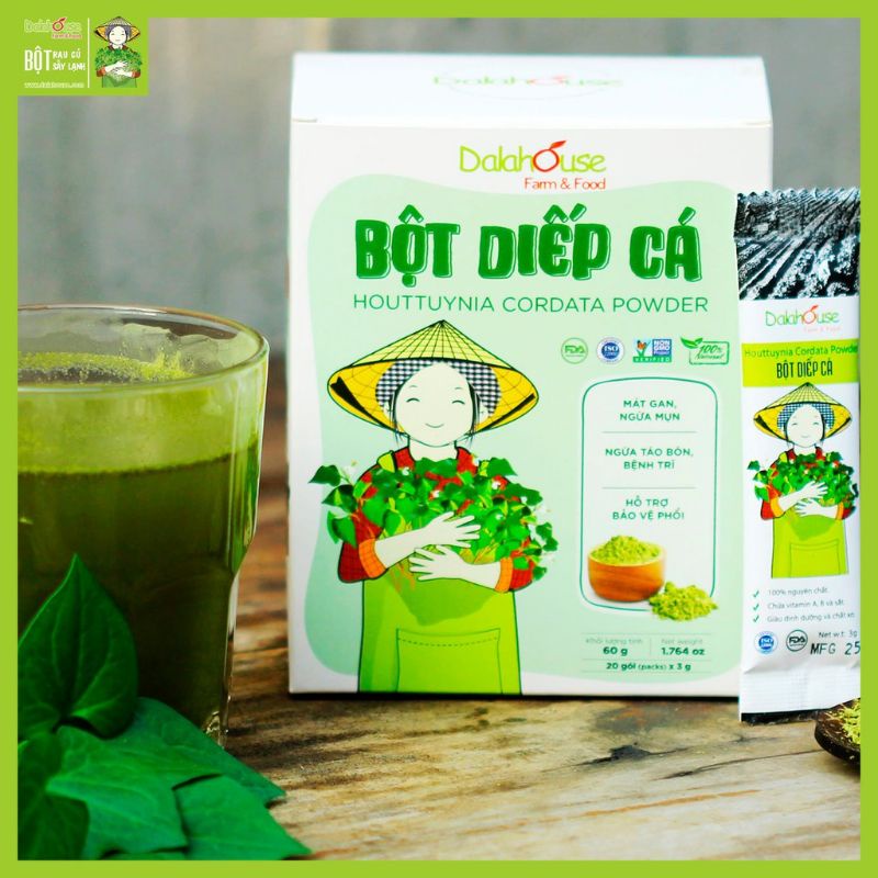 Bột Diếp Cá / Dấp cá  DALAHOSE nguyên chất sấy lạnh hộp 60gr (20 gói×3g)