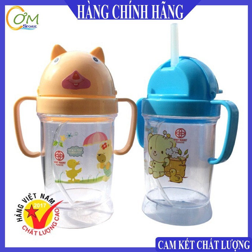 Bình tập hút cho bé Việt Nhật, Bình uống nước cho bé tập uống có tay cầm, an toàn, tiện lợi