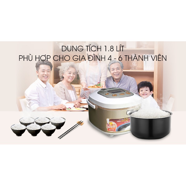 Nồi cơm điện tử Sharp (Nhật Bản) KS-TH18 1.8 lít lòng dày 4.2mm nấu cơm ngon (Mới 100%) | BigBuy360 - bigbuy360.vn