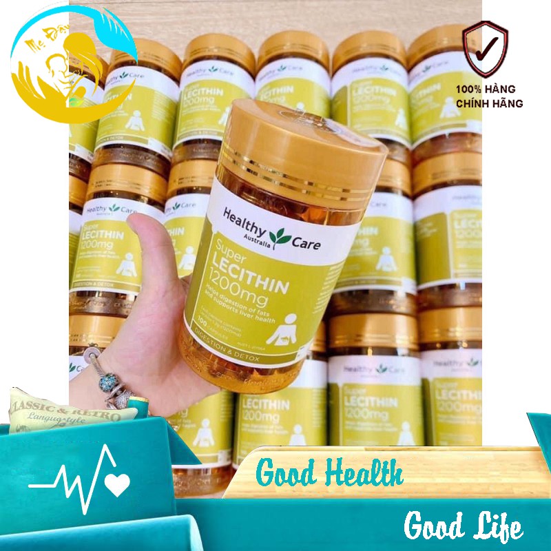 Mầm đậu nành (100 viên) Healthy Care Super Lecithin 1200mg, Úc Shop Mẹ Đậu