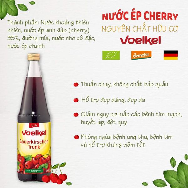 NƯỚC ÉP ANH ĐÀO ( CHEERY ) HỮU CƠ VOELKEL