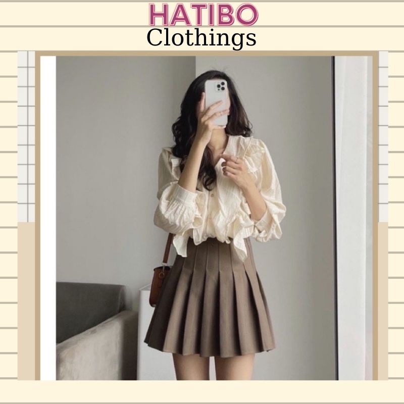 Chân váy tennis xếp ly HATIBO màu nâu tôn dáng, chất vải tuyết mưa mặc thoải mái, kín đáo và mát M112