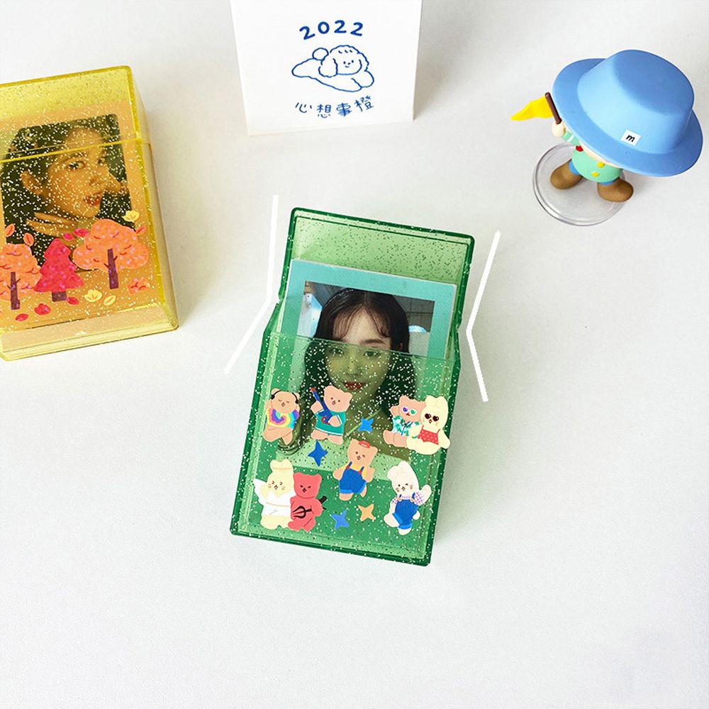 Hộp đựng bộ sưu tập ảnh/thẻ hình idol/album ảnh Polaroid/bưu thiếp 3 inch bằng nhựa trong suốt lấp lánh nhiều màu sắc