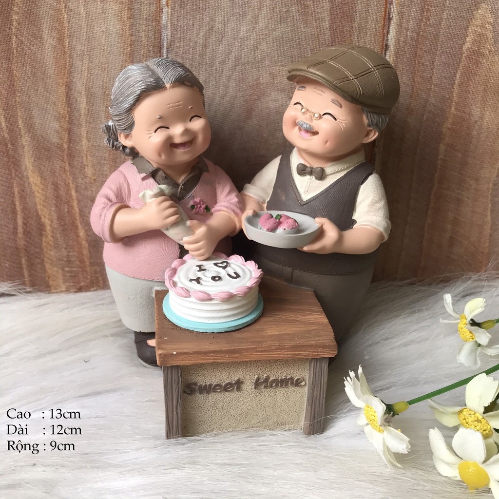 Tượng Ông Già Bà Già Hạnh Phúc Decor Tượng Trang Trí Phòng Ngủ Bàn Học Đồ Lưu Niệm Phụ kiện Trang Trí