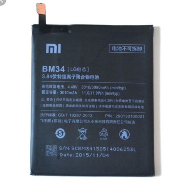 Pin xịn xiaomi mi note pro /BM34 mới 100%
