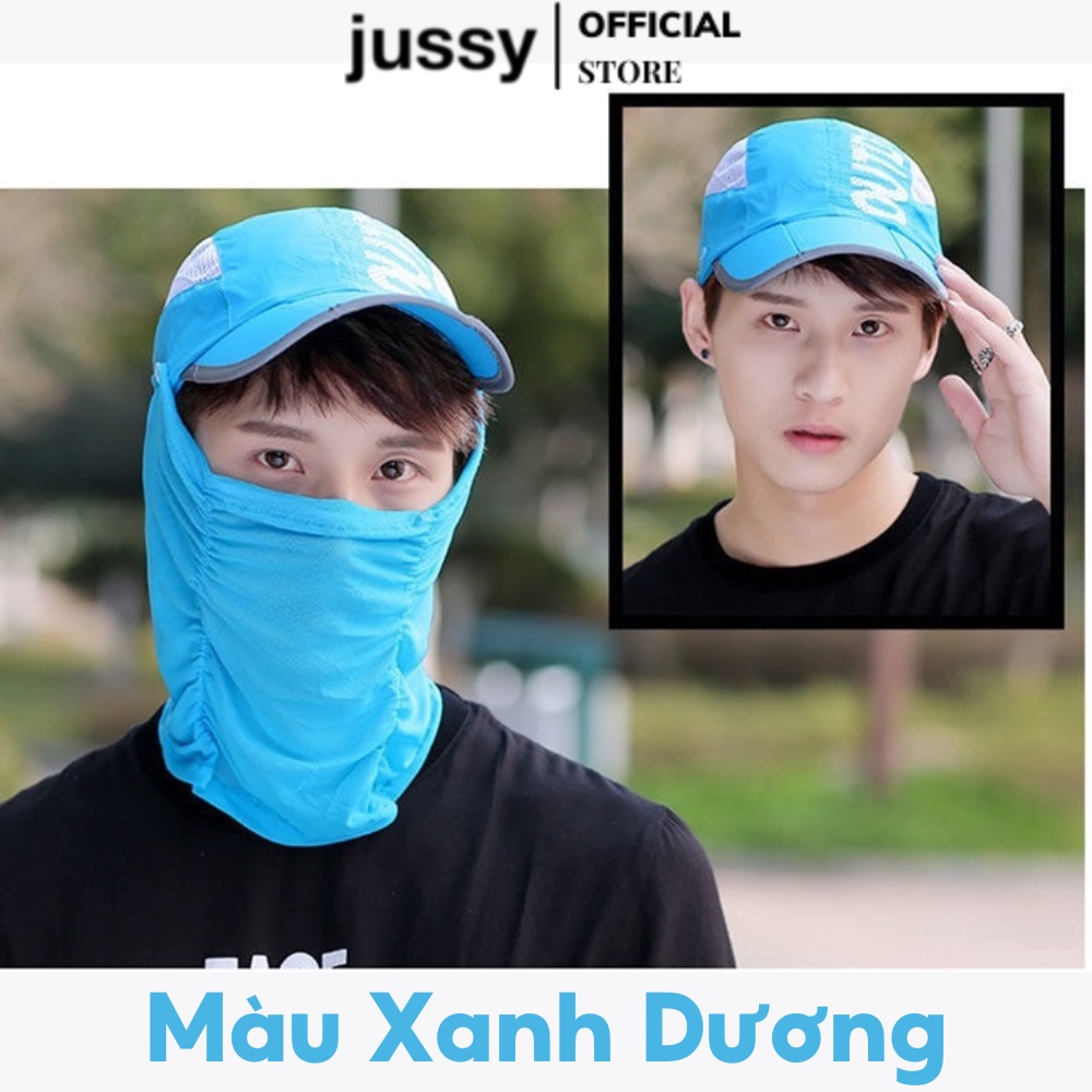 Mũ Lưỡi Trai Che Nắng Jussy Fashion Tích Hợp Khăn Và Khẩu Trang Che Hết Đầu Cổ Có Thể Tháo Rời, Gấp Gọn Chống Uv Upf 50+