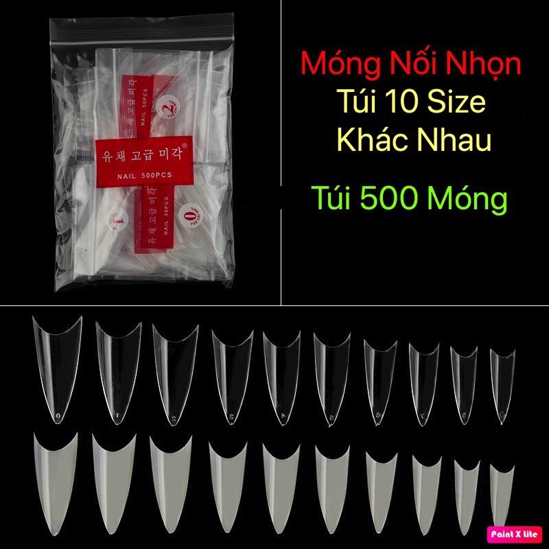 Móng Nối ( Móng Tip ) Form Nhọn Ngắn Hàn Quốc 500 Móng,Chuẩn Loại 1 - Trùm Nail Mi