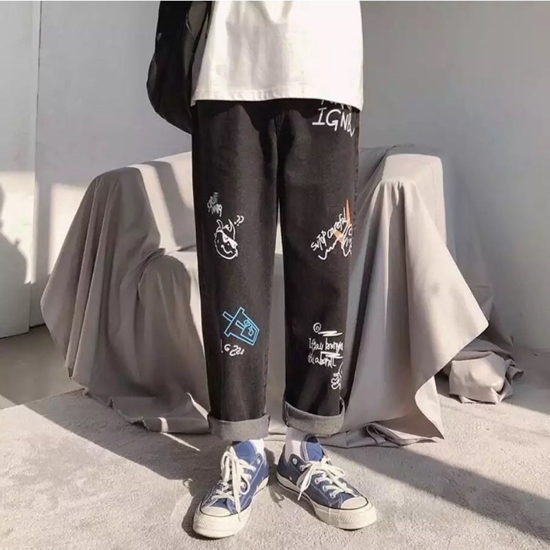 Quần Jeans Ống Rộng Dáng Suông, Quần Bò Baggy From Rộng Nam Nữ QJ015 Chất Vải Jeans Dầy Dặn