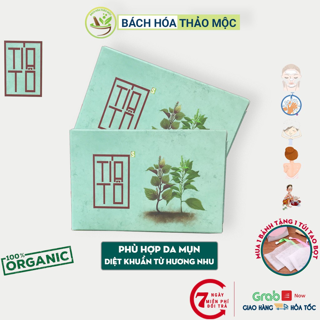 Xà Bông Tía Tô Mát Da Giảm Mụn Lưng 100Gram Xà Phòng Thảo Dược Thiên Nhiên