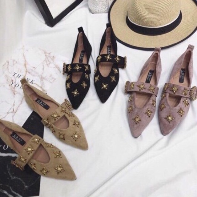 Giày búp bê đính đá quai ngang | BigBuy360 - bigbuy360.vn