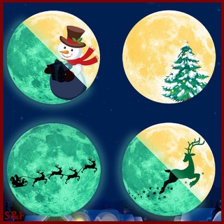 Miếng Dán Cửa Kính Dạ Quang 30cm Họa Tiết Giáng Sinh Độc Đáo