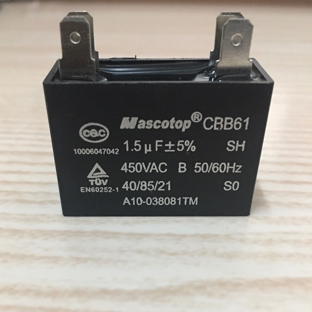 TỤ QUẠT MASCOTOP 1.5uf; 2.0uf; 2.5uf; 3.0uf; 4.0uf; 5.0uf (loại tốt)