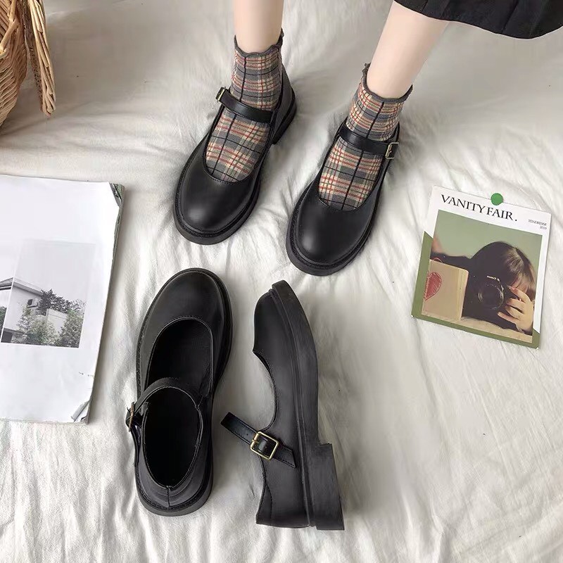 Giày búp bê Nhật Bản Mary Jane đế cao 2cm style vintage đáng yêu