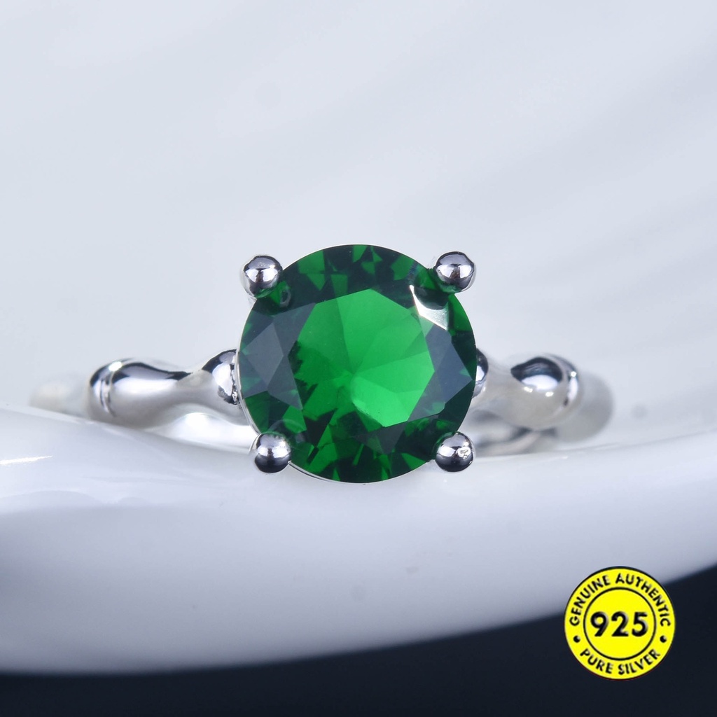 Nhẫn hở hình cây tre đính đá nhiều màu