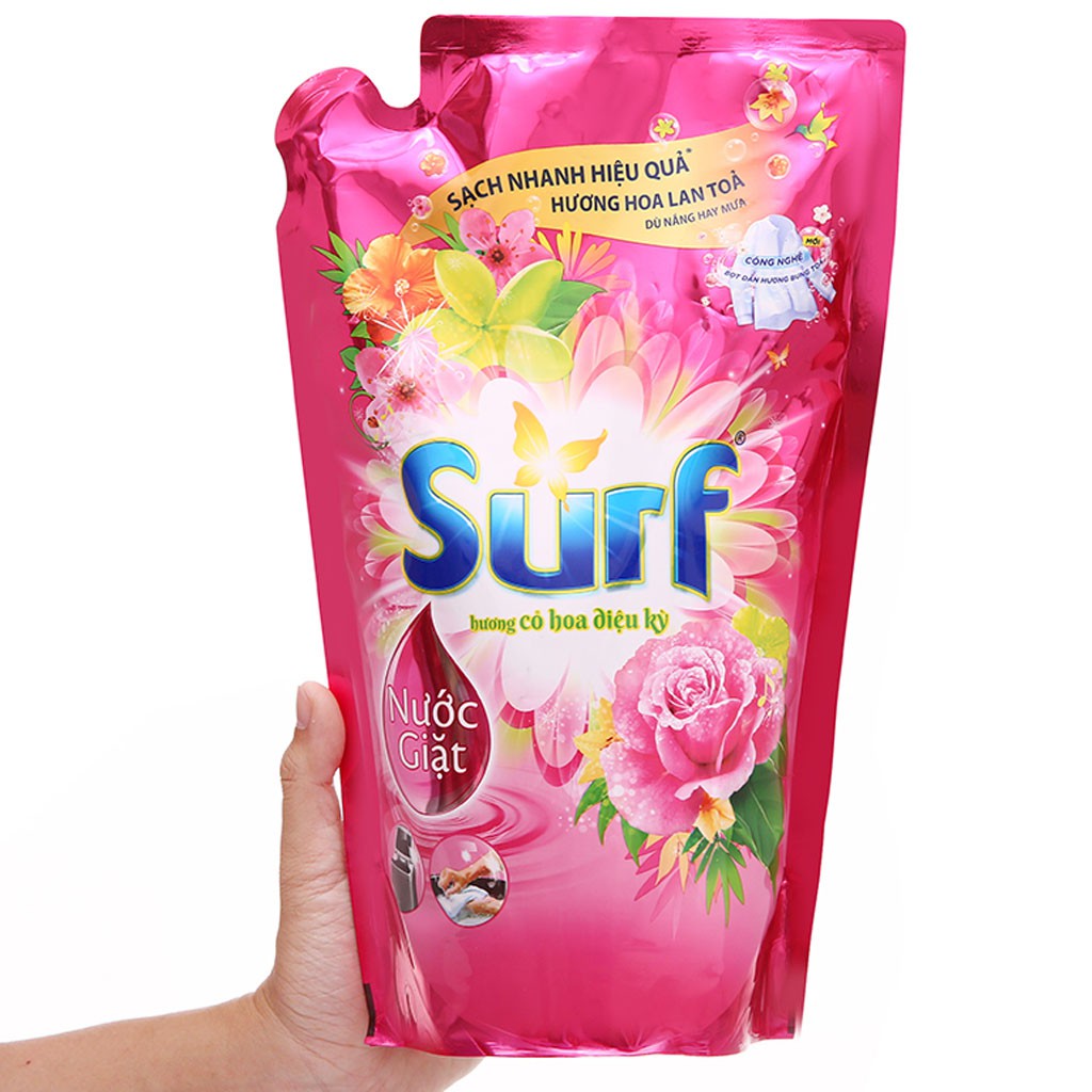 Nước Giặt Surf Hương Cỏ Hoa Diệu Kỳ Túi 1,7kg (Sạch nhanh hiệu quả, hương hoa lan tỏa)