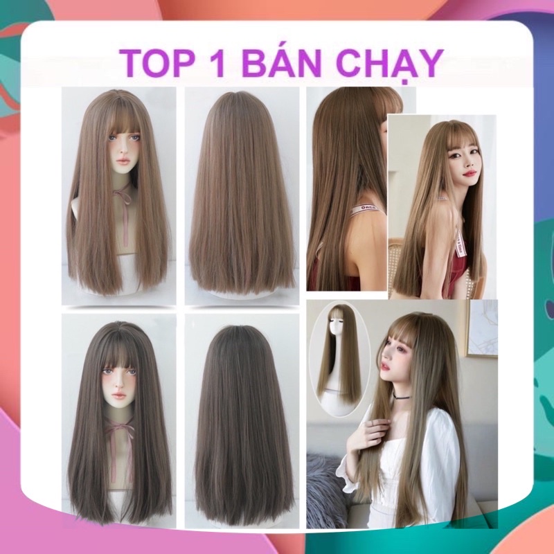 TÓC GIẢ NGUYÊN ĐẦU THẲNG MÁI THƯA TẶNG LƯỚI TRÙM HÌNH THẬT