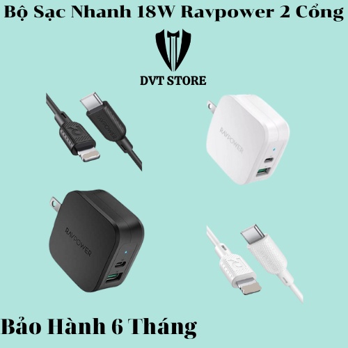 Bộ Sạc Nhanh RAVPower 18W - 2 Cổng Tiện Lợi - Sạc Nhanh Nhiều Dòng Máy