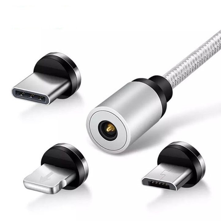 [siêu rẻ] Cáp sạc từ hút nam châm | micro USB | Type C xoay 360 độ dây dù,có LED cao cấp