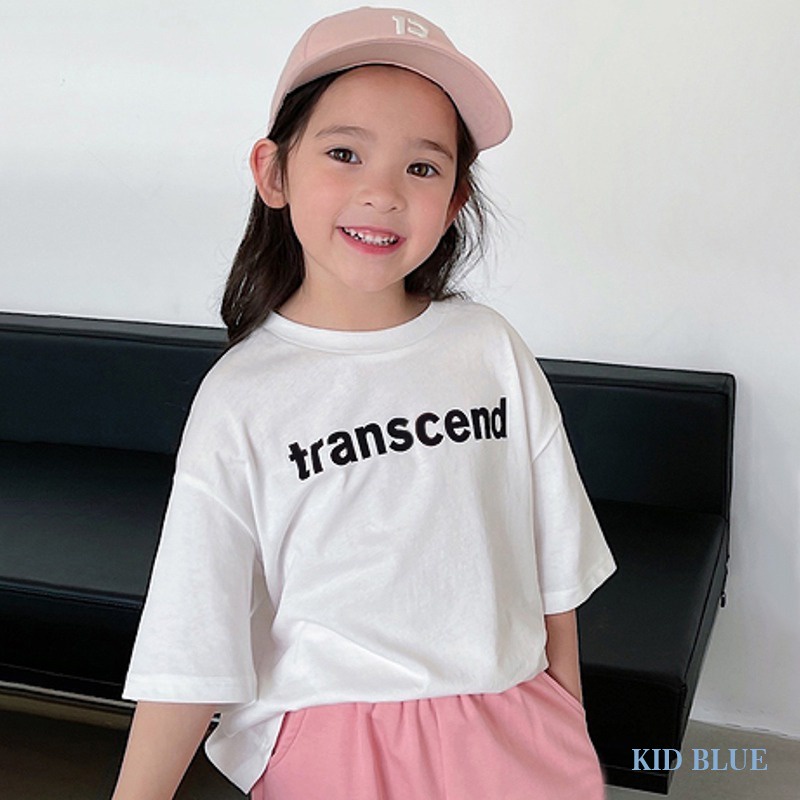 Áo thun cổ tròn màu sắc đơn giản thời trang mùa hè phong cách Hàn Quốc cho bé gái
