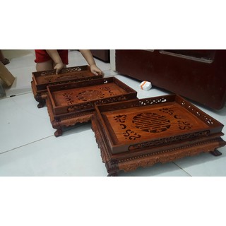 Khay trà rồng chầu-khay trà gỗ hương - khay trà gỗ