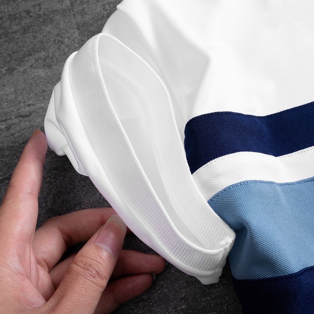 Áo polo nam phối ngang chất vải cá sấu cotton thoáng mát form dáng trẻ trung năng động - 7M OFFICIAL