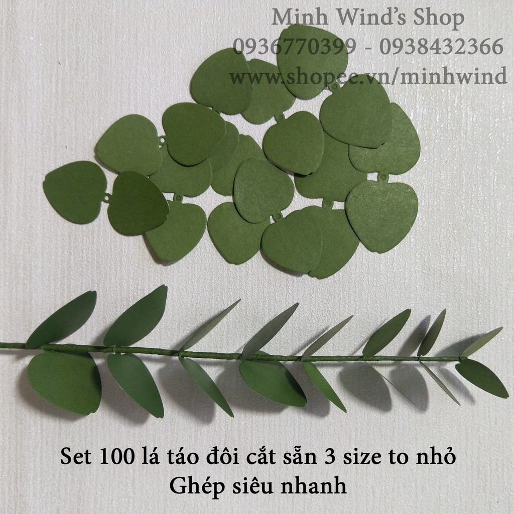 Set 100 lá táo đôi 3 size làm lá siêu nhanh