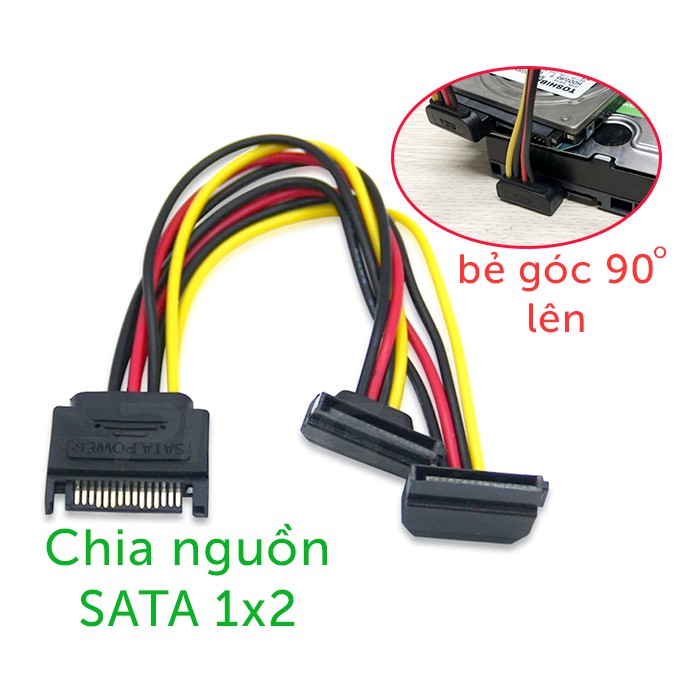 Cáp nguồn sata 1 ra 2 cổng đầu vuông góc