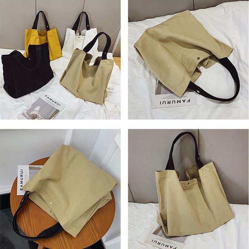 Túi Xách Canvas Màu Trơn Cỡ Lớn Thời Trang Cho Nữ ZY168