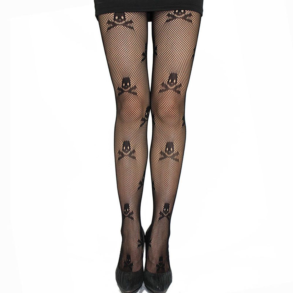 LILYES Gothic Mesh Stockings Fashion Skeleton Printed Stockings Pantyhose Sexy Women's Lady Punk Style Black Harajuku Tights/Multicolor