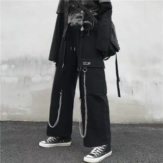 Quần ulzzang ống rộng lửng cá tính 2020 quần unisex
