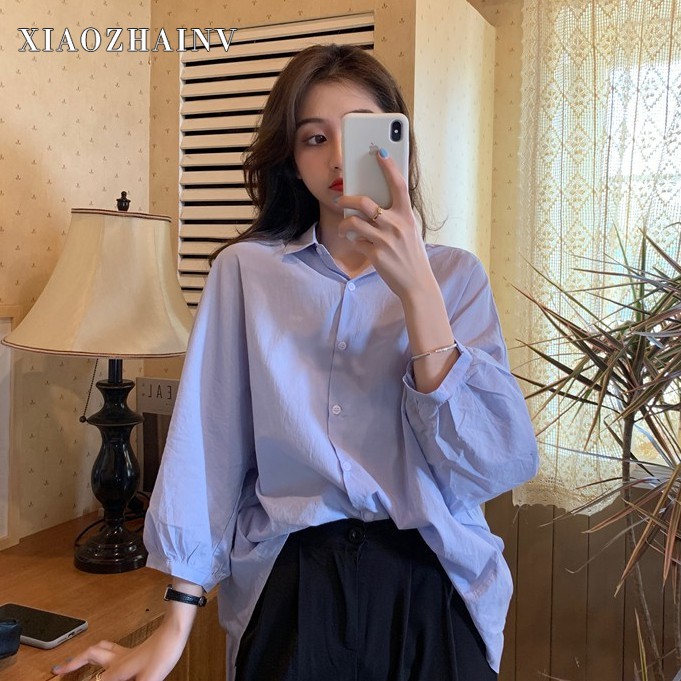  Xiaozhainv Áo sơ mi tay lửng dáng rộng kiểu Hàn Quốc | BigBuy360 - bigbuy360.vn