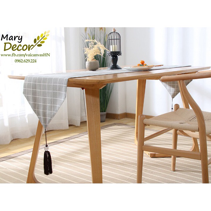 KHĂN RUNNER MARY DECOR - CARO XÁM KR-D06