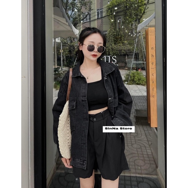 Áo khoác jeans form rộng in chữ -SinNa